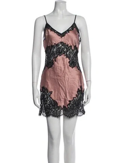 Pre-owned Fleur Du Mal Silk Lace Pattern Nightgown In Multi
