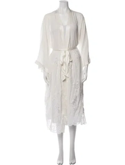 Pre-owned Fleur Du Mal Silk Lace Pattern Robe In Neutrals