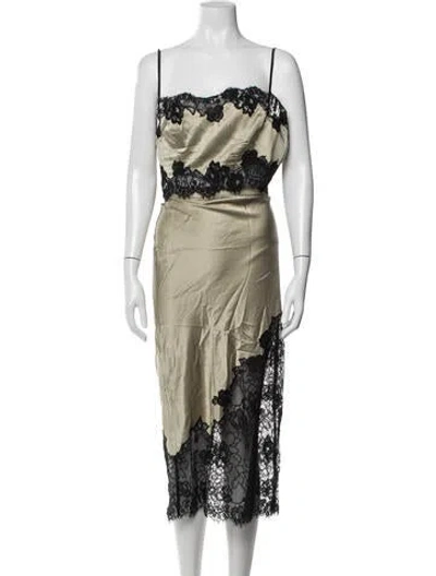 Pre-owned Fleur Du Mal Silk Lace Pattern Skirt Set In Green