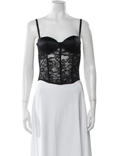 Pre-owned Fleur Du Mal Silk Lace Pattern Top In Black