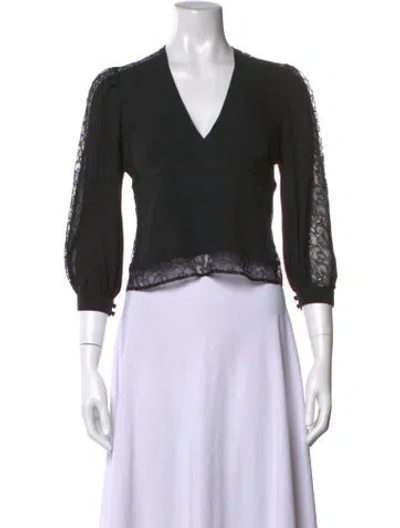 Pre-owned Fleur Du Mal Silk Lace Pattern Top In Black