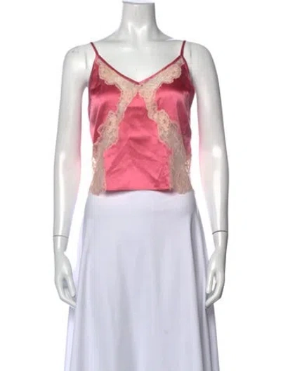 Pre-owned Fleur Du Mal Silk Lace Pattern Top In Pink