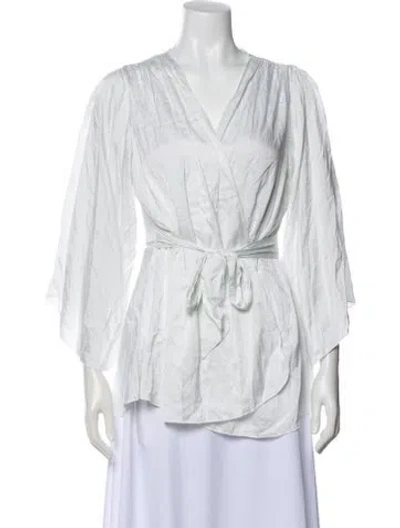 Pre-owned Fleur Du Mal Silk Lace Trim Embellishment Robe In White