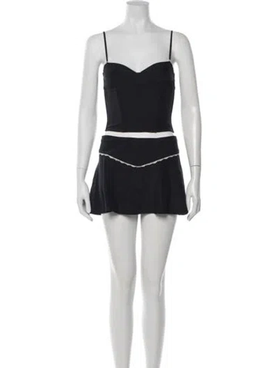 Pre-owned Fleur Du Mal Silk Lace Trim Embellishment Skirt Set In Black
