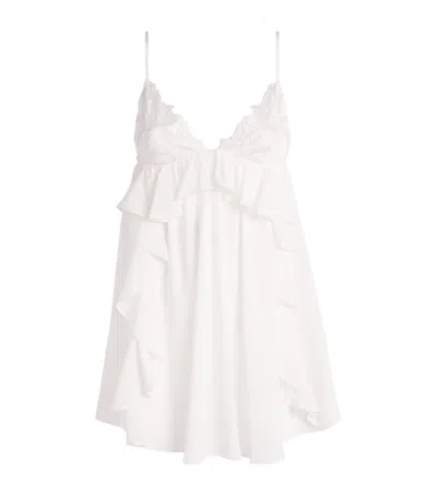 Fleur Du Mal Silk Lily Babydoll Slip Dress In White