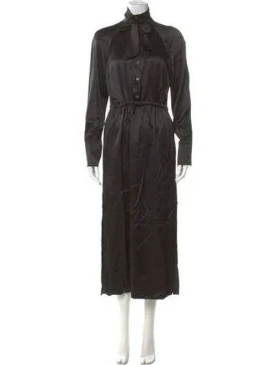 Pre-owned Fleur Du Mal Silk Long Dress In Black