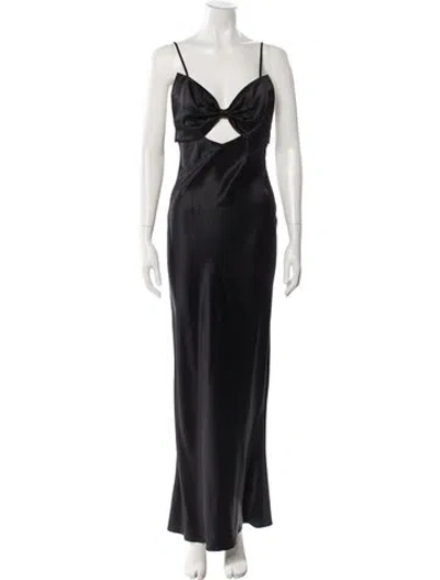 Pre-owned Fleur Du Mal Silk Long Dress In Black