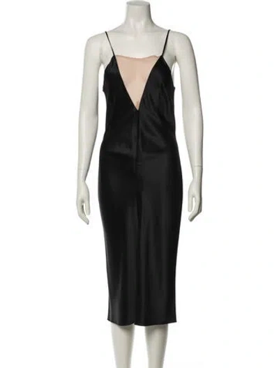Pre-owned Fleur Du Mal Silk Long Dress In Black