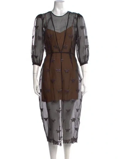 Pre-owned Fleur Du Mal Silk Long Dress In Black