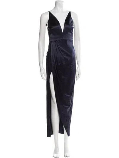 Pre-owned Fleur Du Mal Silk Long Dress In Blue