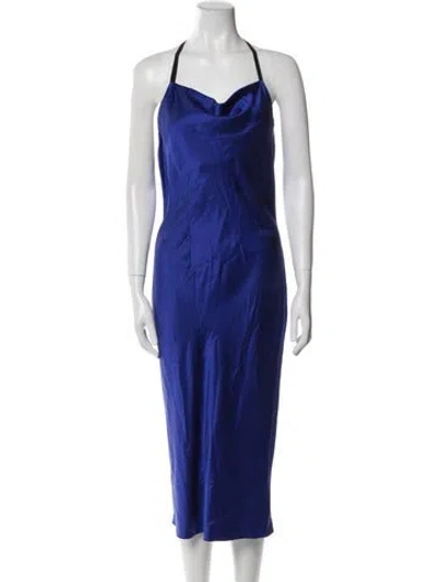 Pre-owned Fleur Du Mal Silk Long Dress In Blue