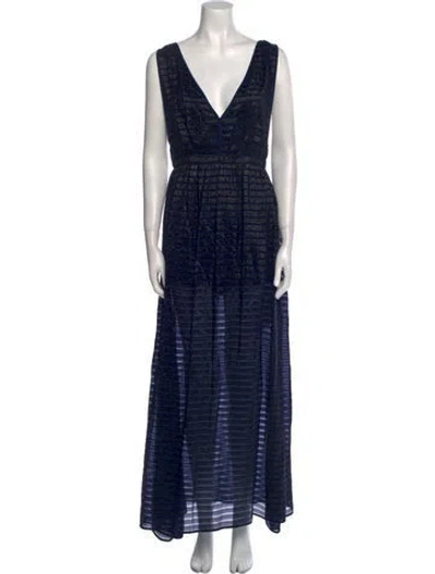 Pre-owned Fleur Du Mal Silk Long Dress In Blue