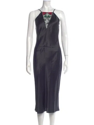 Pre-owned Fleur Du Mal Silk Long Dress In Blue