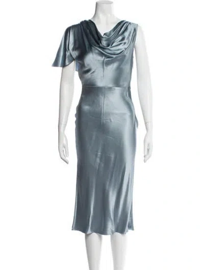 Pre-owned Fleur Du Mal Silk Long Dress In Blue