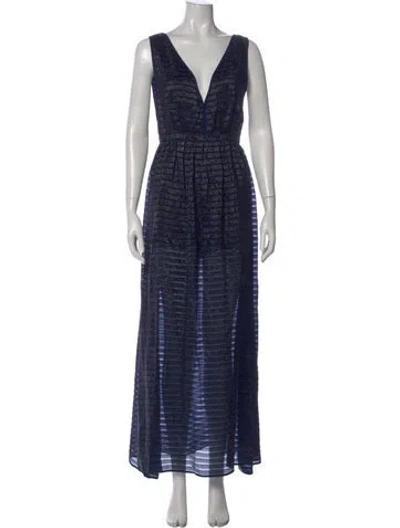 Pre-owned Fleur Du Mal Silk Long Dress In Blue