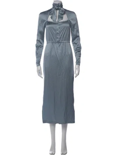 Pre-owned Fleur Du Mal Silk Long Dress In Blue