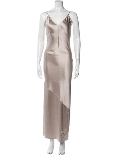 Pre-owned Fleur Du Mal Silk Long Dress In Gray