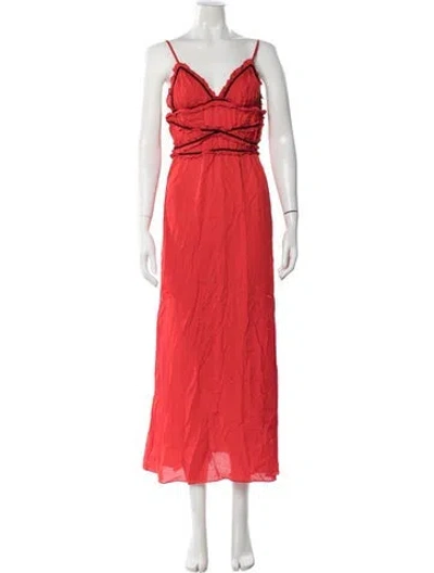 Pre-owned Fleur Du Mal Silk Long Dress In Multi