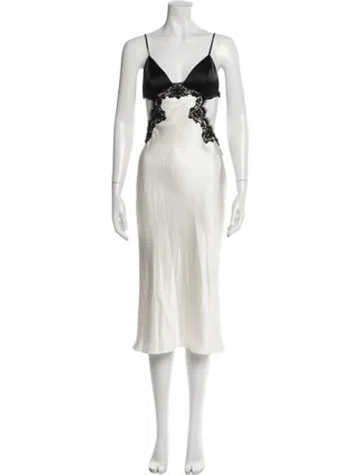 Pre-owned Fleur Du Mal Silk Long Dress In Neutral