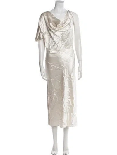 Pre-owned Fleur Du Mal Silk Long Dress In Neutral