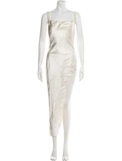 Pre-owned Fleur Du Mal Silk Long Dress In Neutral