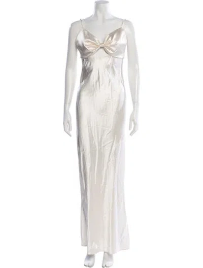 Pre-owned Fleur Du Mal Silk Long Dress In Neutral