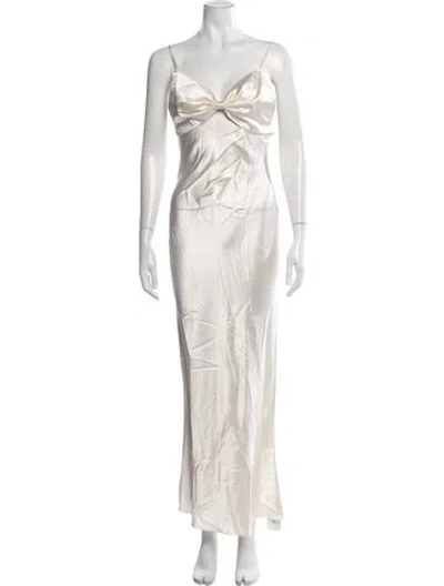 Pre-owned Fleur Du Mal Silk Long Dress In Neutral