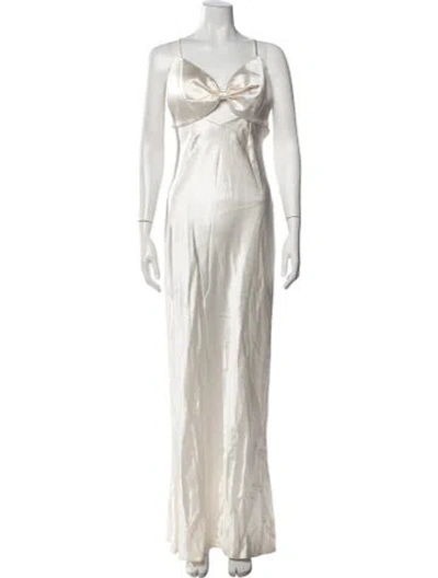 Pre-owned Fleur Du Mal Silk Long Dress In Neutral