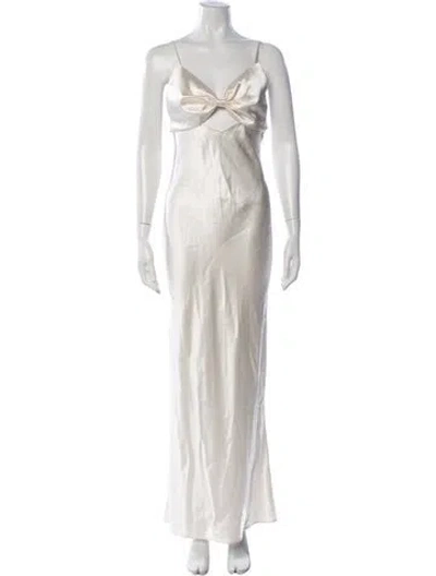 Pre-owned Fleur Du Mal Silk Long Dress In Neutrals