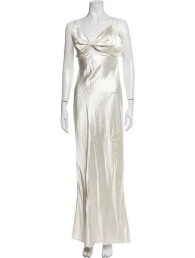 Pre-owned Fleur Du Mal Silk Long Dress In Neutrals