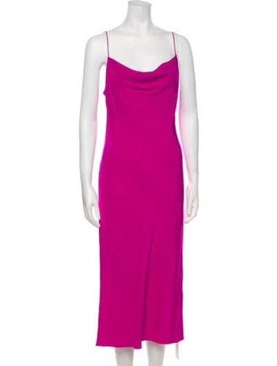 Pre-owned Fleur Du Mal Silk Long Dress In Pink