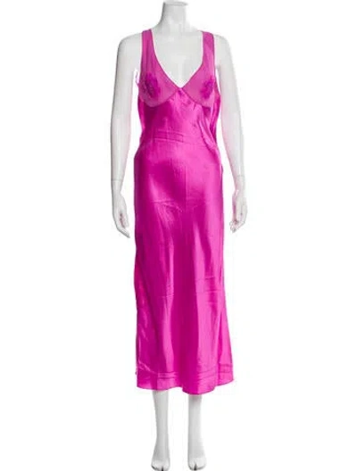 Pre-owned Fleur Du Mal Silk Long Dress In Pink