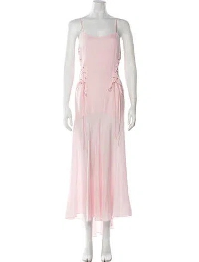 Pre-owned Fleur Du Mal Silk Long Dress In Pink