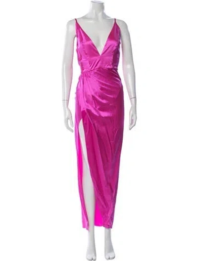 Pre-owned Fleur Du Mal Silk Long Dress In Pink