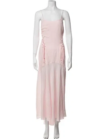 Pre-owned Fleur Du Mal Silk Long Dress In Pink