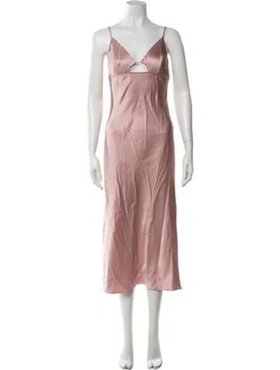 Pre-owned Fleur Du Mal Silk Long Dress In Pink