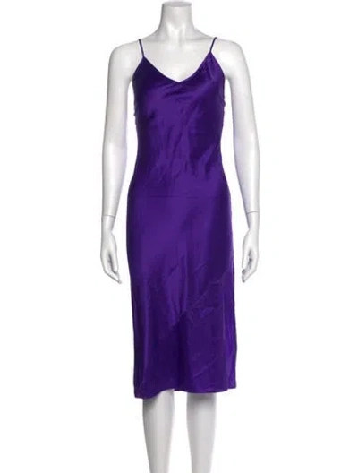 Pre-owned Fleur Du Mal Silk Long Dress In Purple