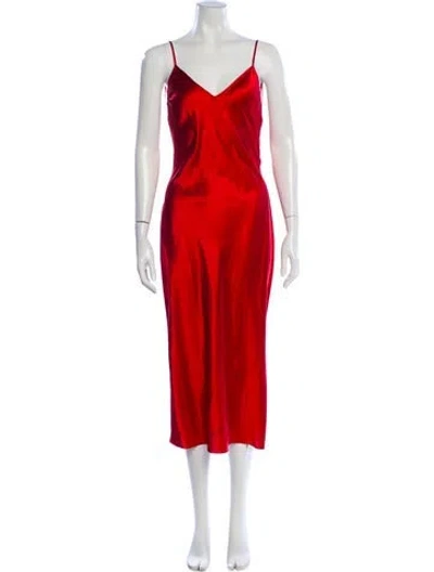 Pre-owned Fleur Du Mal Silk Long Dress In Red