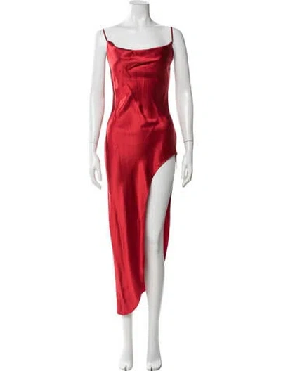 Pre-owned Fleur Du Mal Silk Long Dress In Red