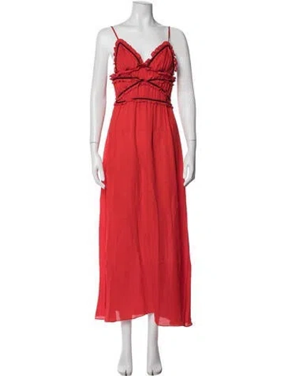 Pre-owned Fleur Du Mal Silk Long Dress In Red