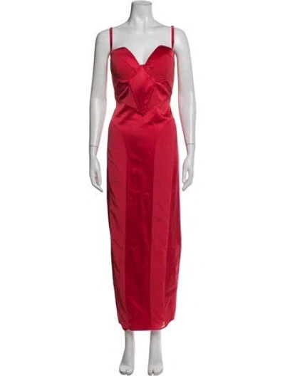 Pre-owned Fleur Du Mal Silk Long Dress In Red