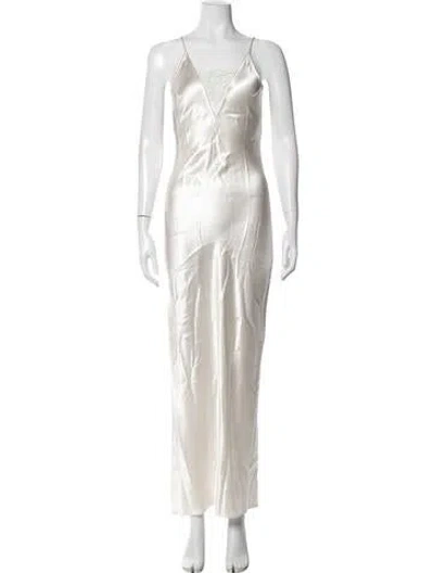 Pre-owned Fleur Du Mal Silk Long Dress W/ Tags In Neutrals