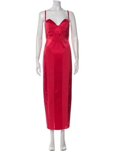 Pre-owned Fleur Du Mal Silk Long Dress W/ Tags In Red