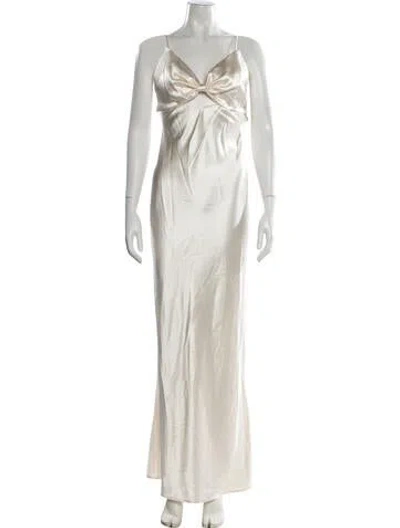 Pre-owned Fleur Du Mal Silk Long Dress W/ Tags In White
