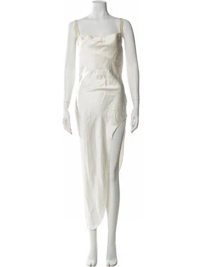 Pre-owned Fleur Du Mal Silk Long Dress In White