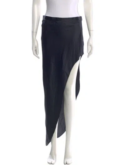 Pre-owned Fleur Du Mal Silk Long Skirt In Black