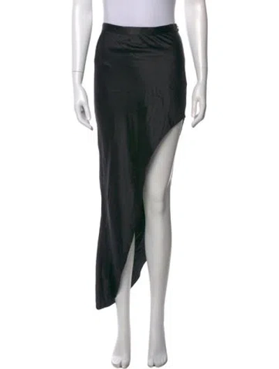 Pre-owned Fleur Du Mal Silk Long Skirt In Black