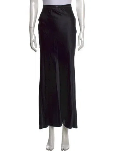 Pre-owned Fleur Du Mal Silk Long Skirt In Black