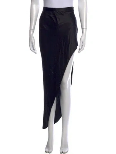 Pre-owned Fleur Du Mal Silk Long Skirt In Black