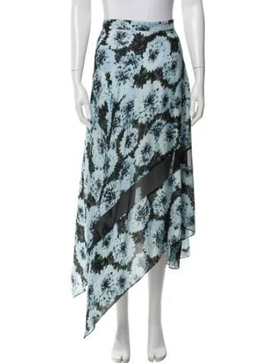 Pre-owned Fleur Du Mal Silk Long Skirt In Blue